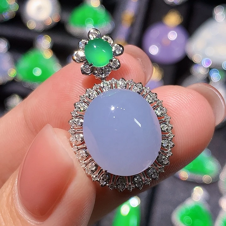 翡翠18K金镶嵌吊坠(不含链)