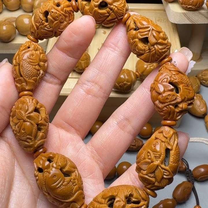 橄榄核手串/手链鱼戏莲花