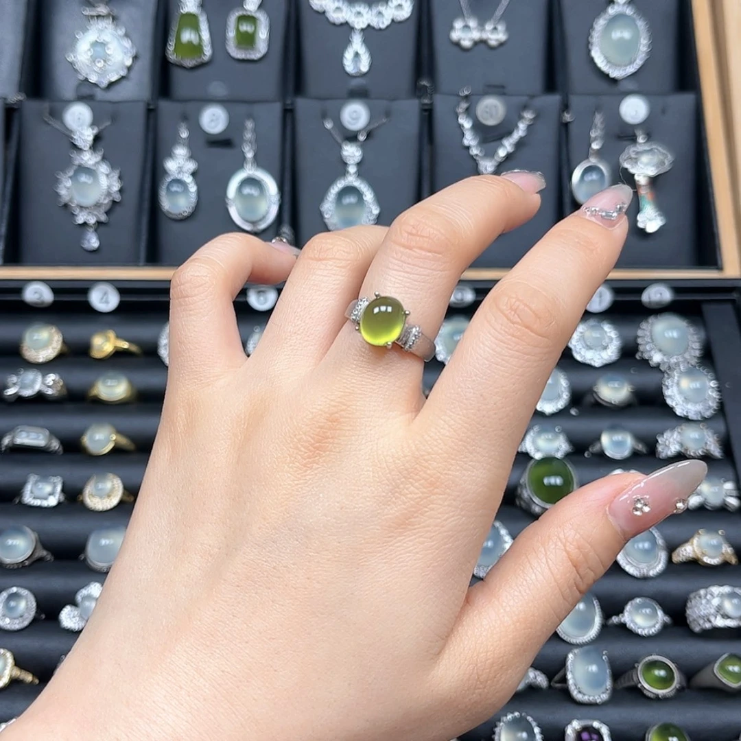 【闪购商品】岫玉戒指银S925镶嵌小**館