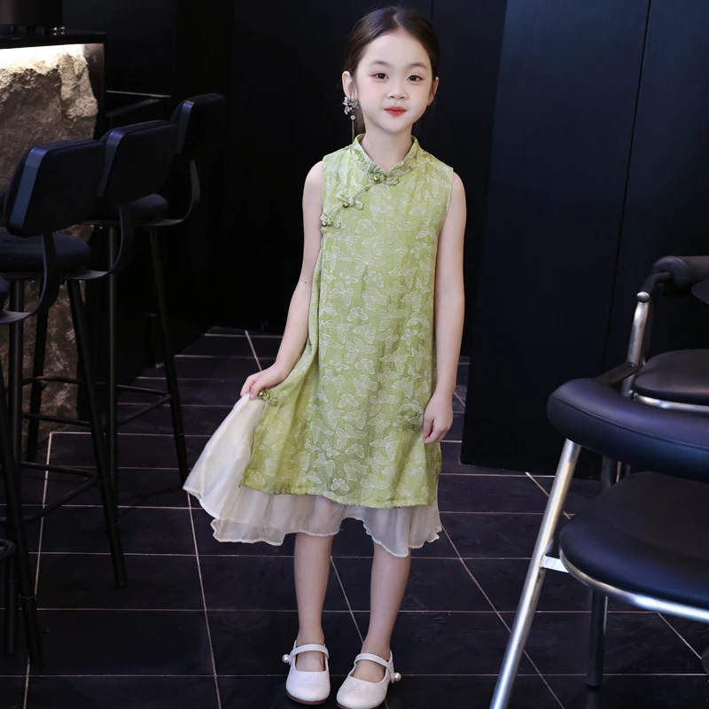 女童提花旗袍裙夏季2025新款中国风裙子新中式连衣裙宝宝夏装汉服