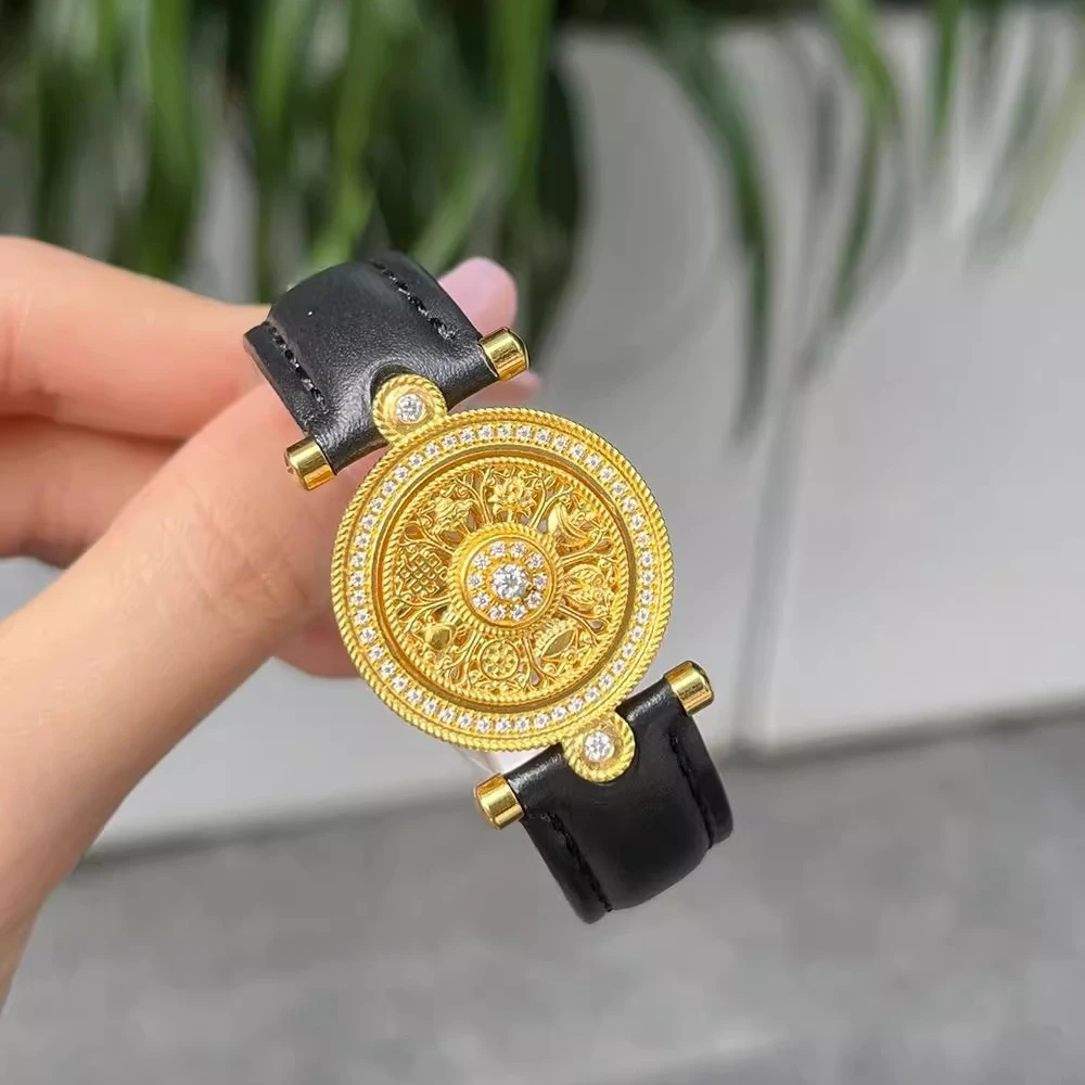 铜合金手链 复古金色八宝罗盘手表新款时尚百搭罗盘手表情侣手链