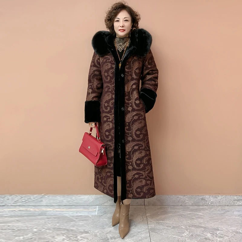 H秋冬经典双面穿高端大码2025冬季妈妈皮毛一体加厚保暖长款外套