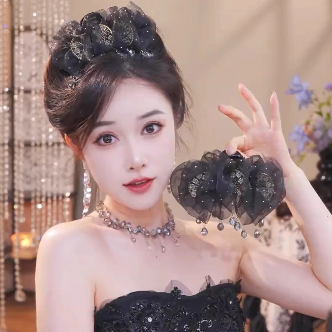 国风盘发褶皱云朵泡泡抓夹2025新款高级感饱满后脑勺发夹头饰女