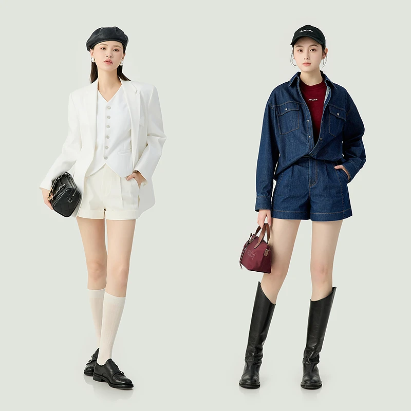 AMASS/阿玛施夏季复古时尚休闲丹宁风高腰显瘦丹宁女士高腰短裤