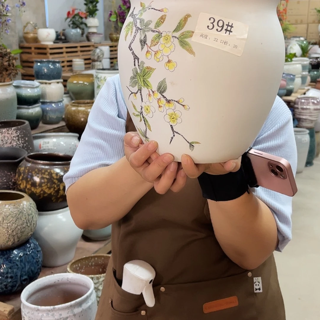 紫砂花盆高度22口径20厘米