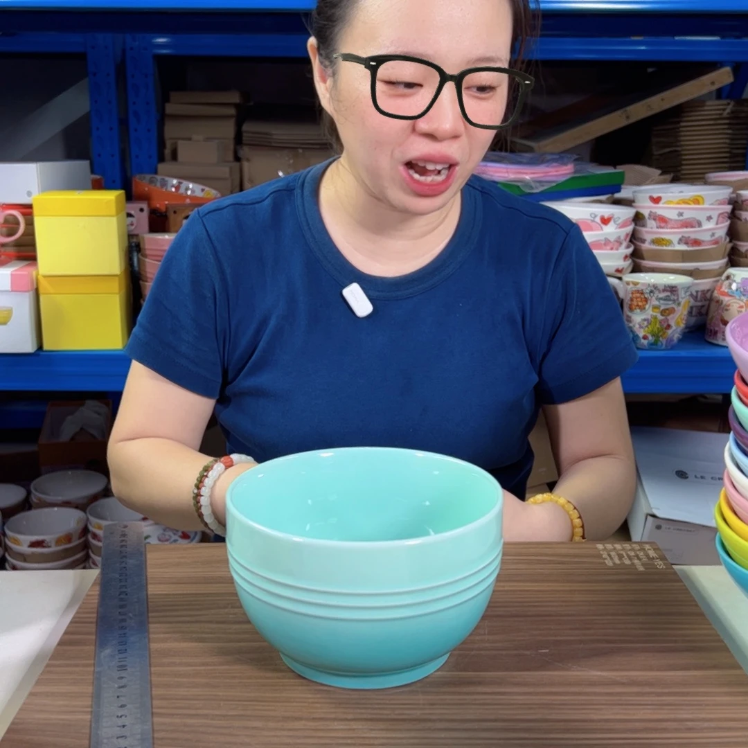 陶瓷轻虹青羽色面碗
