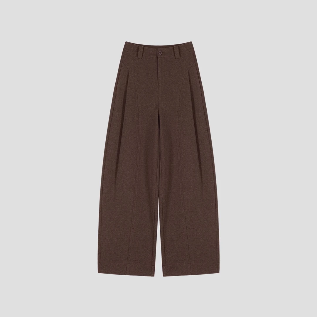 毛呢贝斯裤秋冬厚款~糯感休闲裤垂感宽松直筒裤显瘦阔腿裤女1527