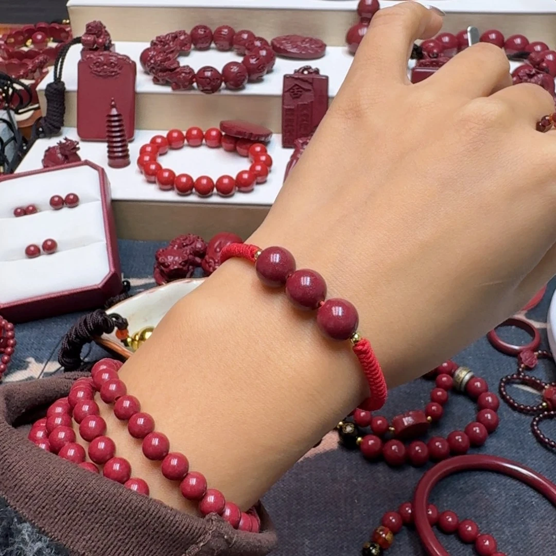 天然辰砂三生三世手工编织抽拉调节