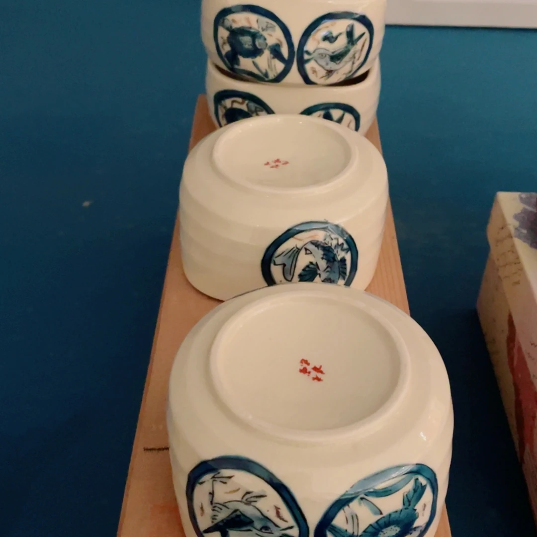 瓷片九谷四方全新五只带盒子