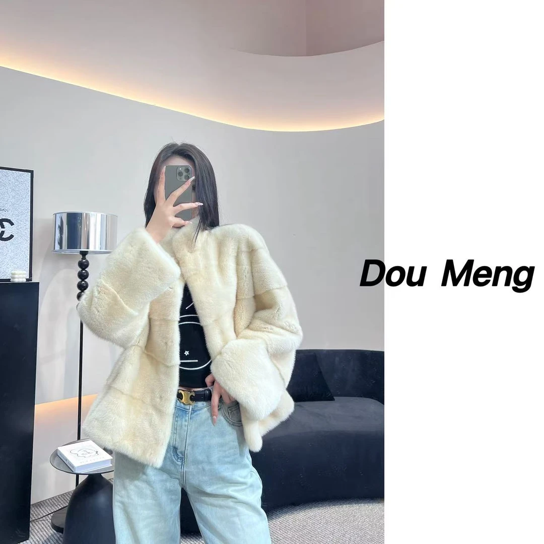 【豆萌】25010横排立领海宁冬季水貂女貂皮大衣女外套长袖
