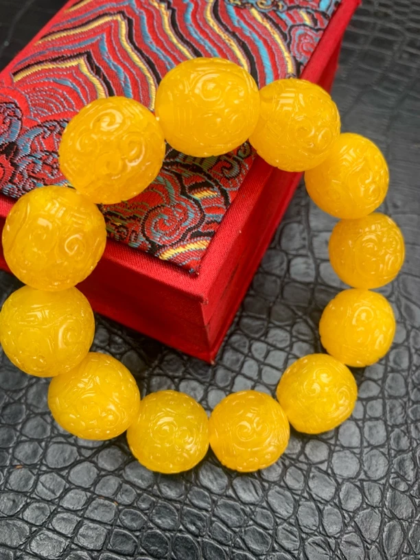 【镇店收藏 正品保障】 742精美黄色花纹手链欧若风