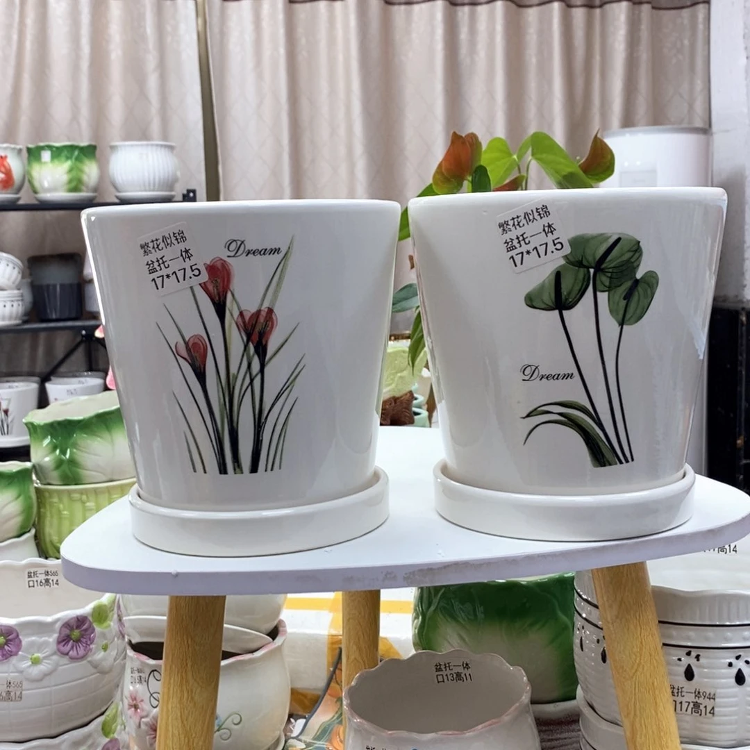 @夏西陶瓷花盆@@繁花似锦