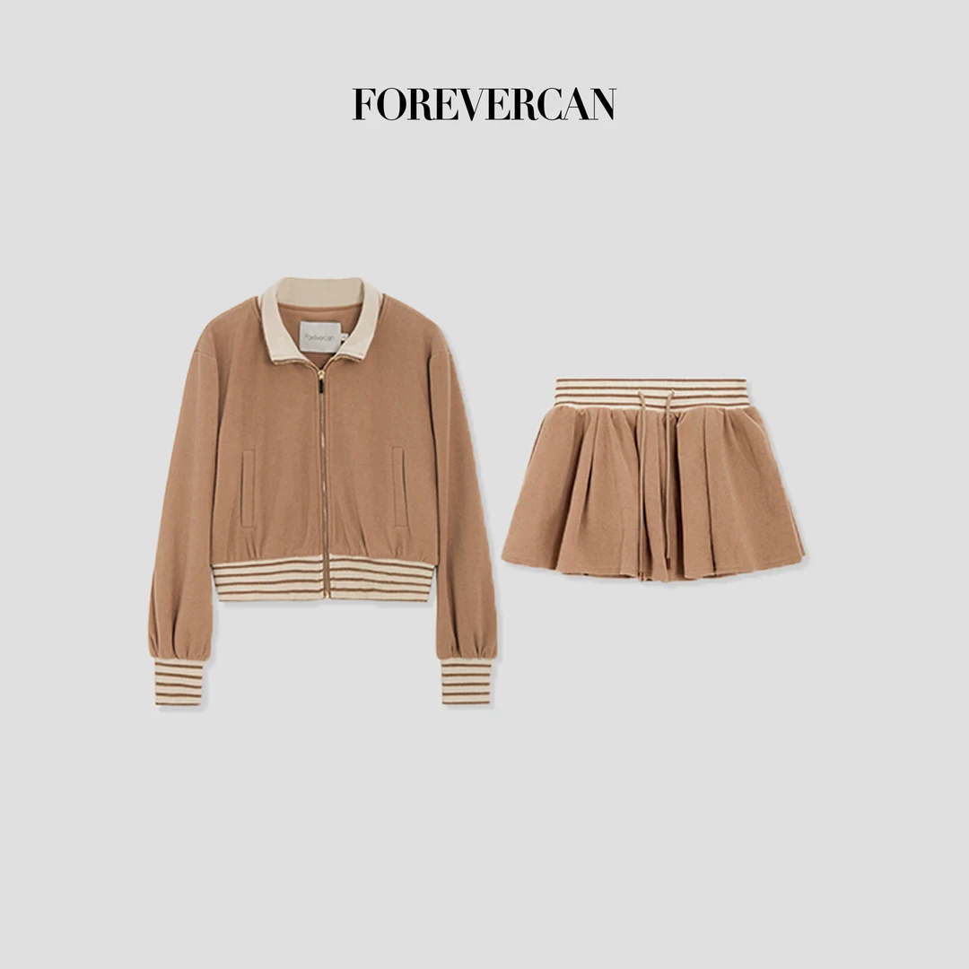 FOREVERCAN“伯克利学姐”m!u24S复古休闲外套+半裙SC20840+SD20818