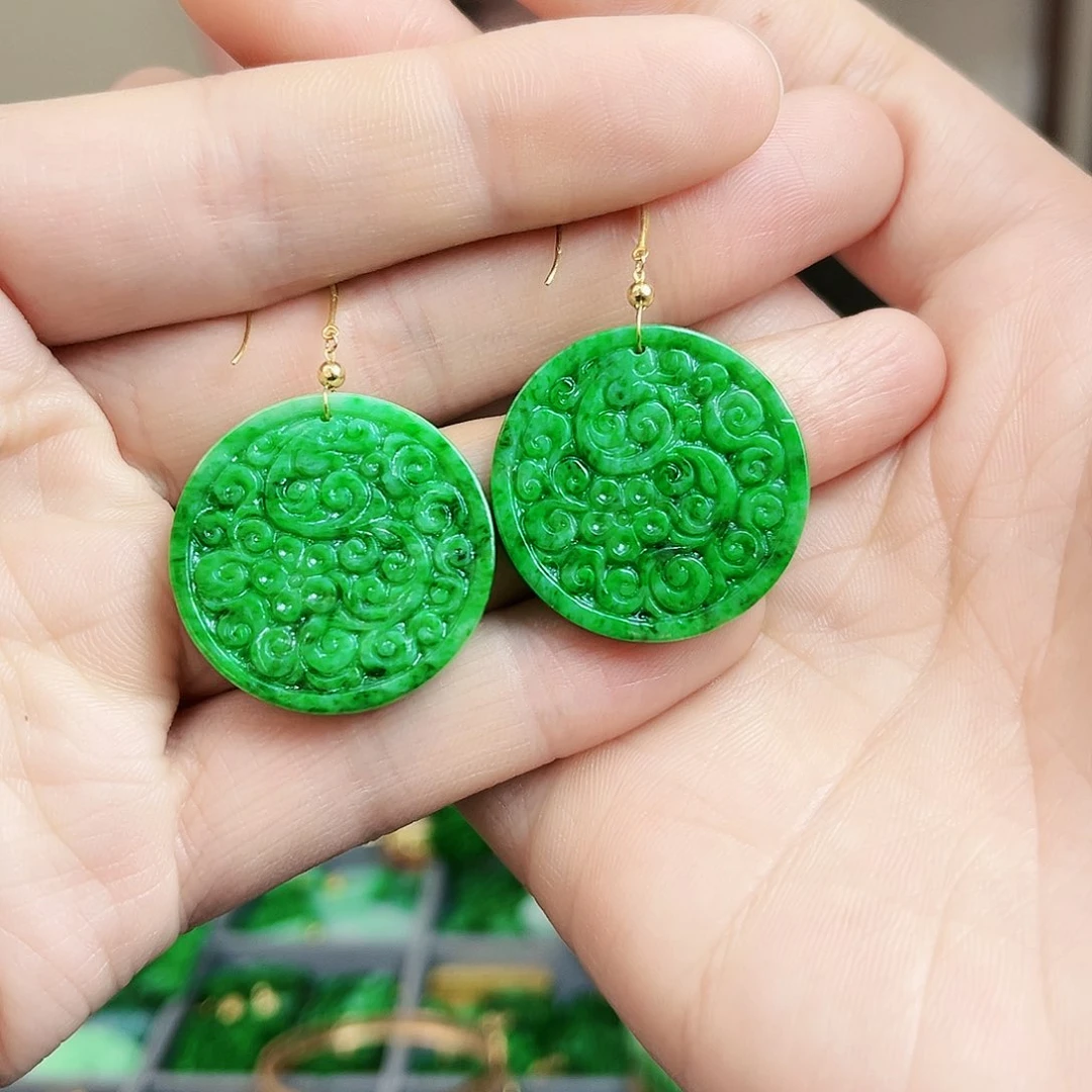 翡翠耳饰18K金镶嵌耳饰