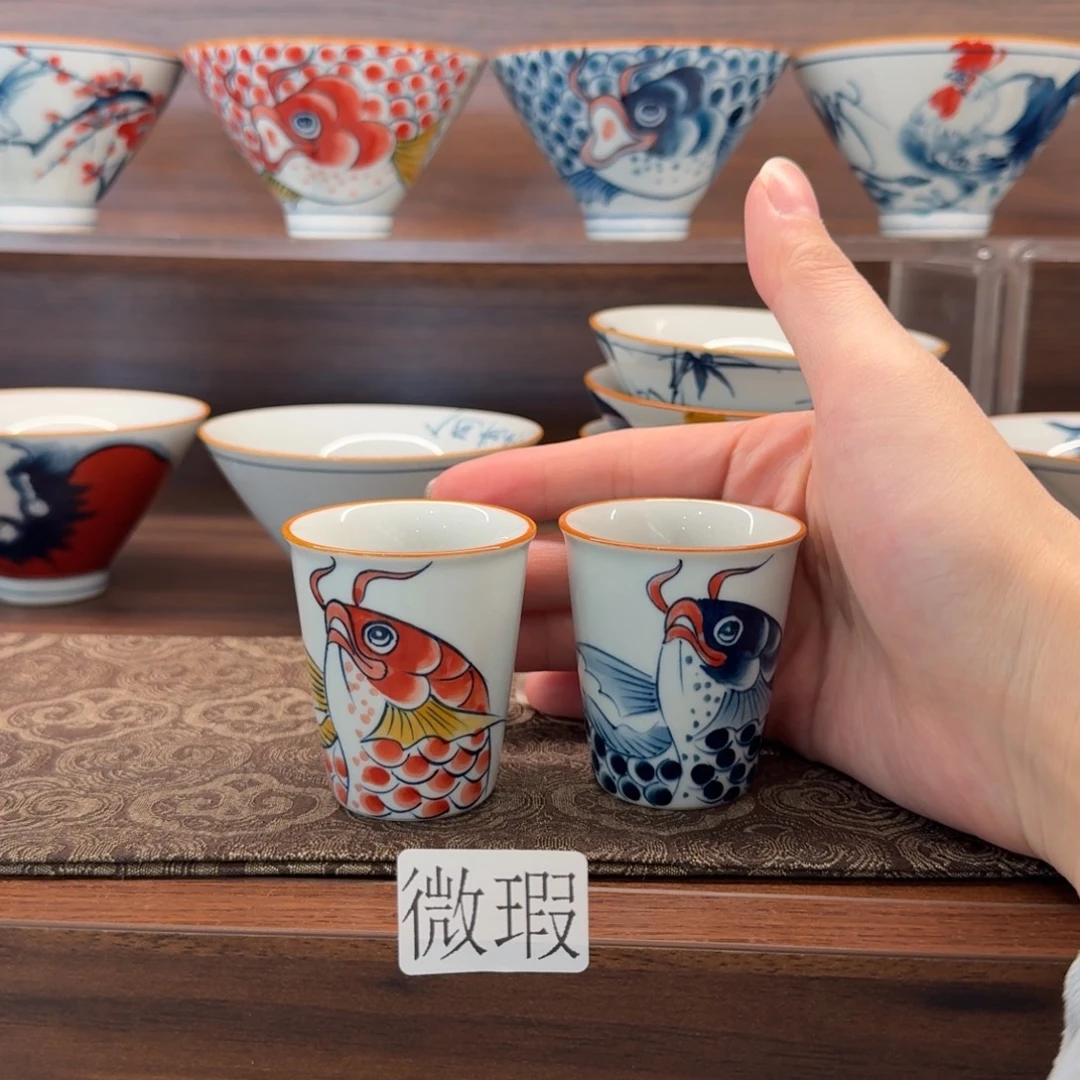 釉下手绘茶具微瑕