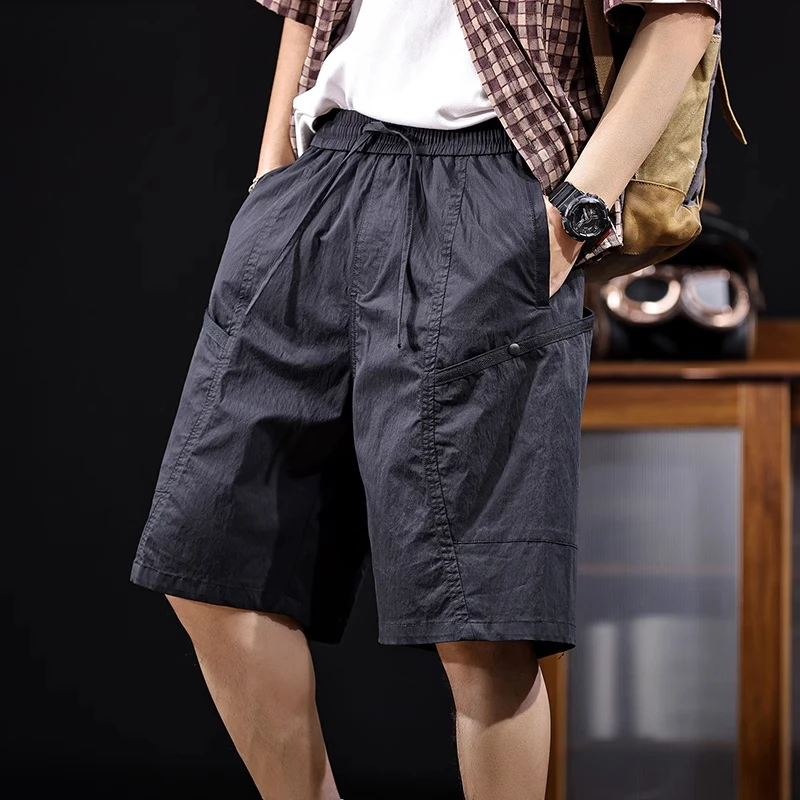 新款冰丝速干多袋工装短裤男士2025夏季新款宽松防水休闲五分裤男