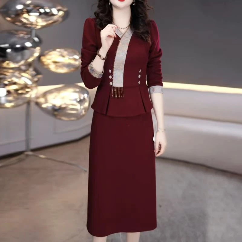 高端假两件连衣裙女2025春季新款民族风气质时尚洋气显瘦礼服裙子