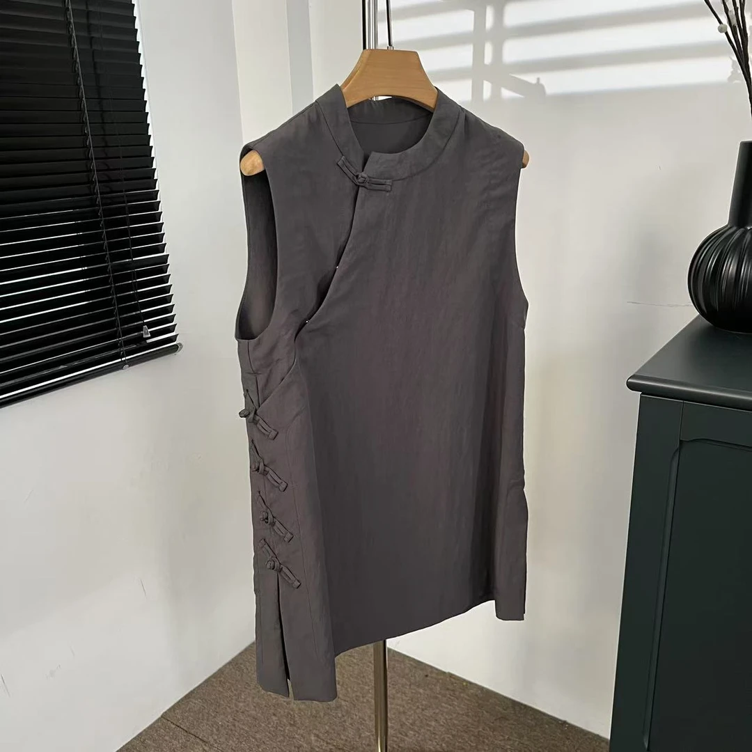 【老头女装定制】 莱赛尔新中式国风盘扣无袖背心坎肩 X-25120