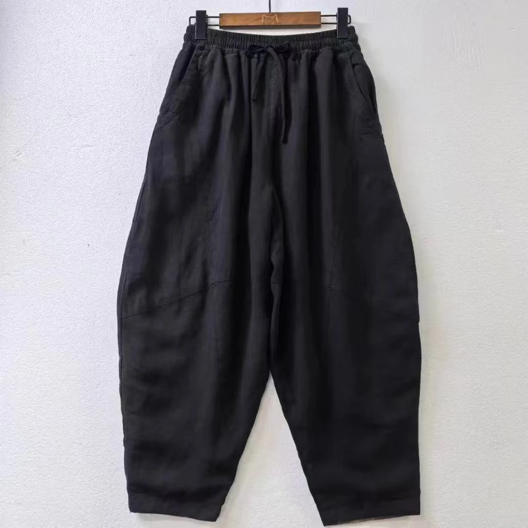 0990砂洗汗麻香蕉裤双面双穿加厚保