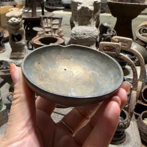 金属厚皮铜油灯碗