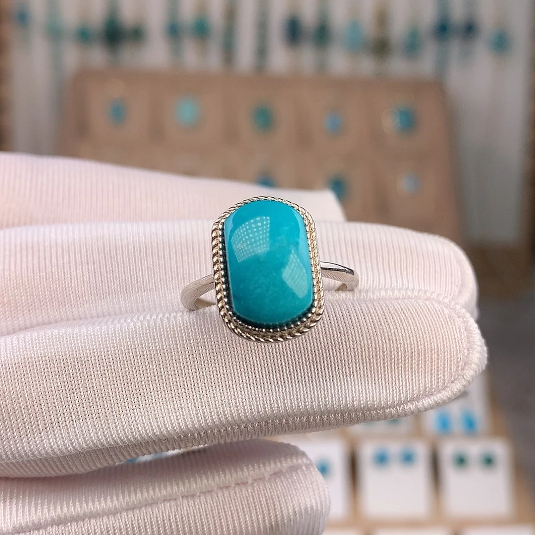 绿松石银S925镶嵌戒指