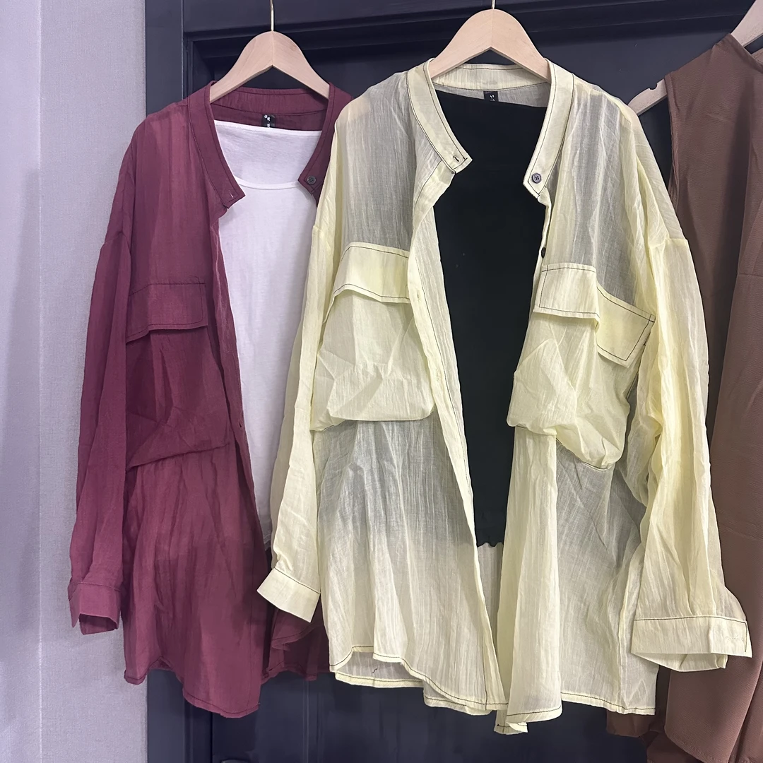 Phm夏季新款麻棉防晒口袋衬衣YIYI 619