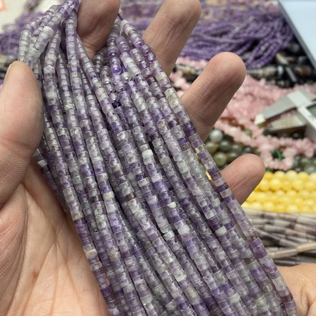 玛瑙/玉髓珠宝半成品未镶嵌一条装4mm紫水直切隔片