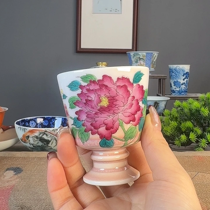 摆件景德柴烧茶杯多人