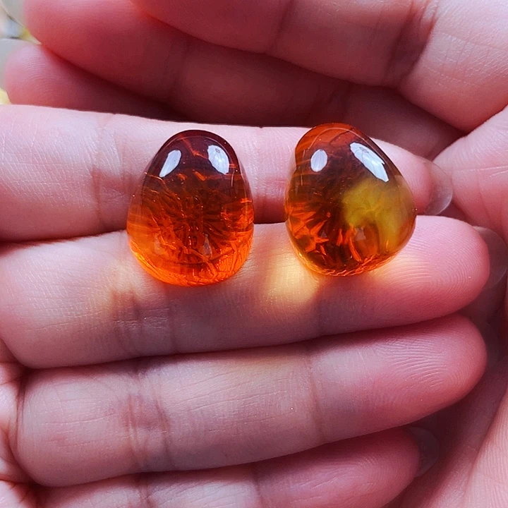 琥珀银S925镶嵌裸石耳钉