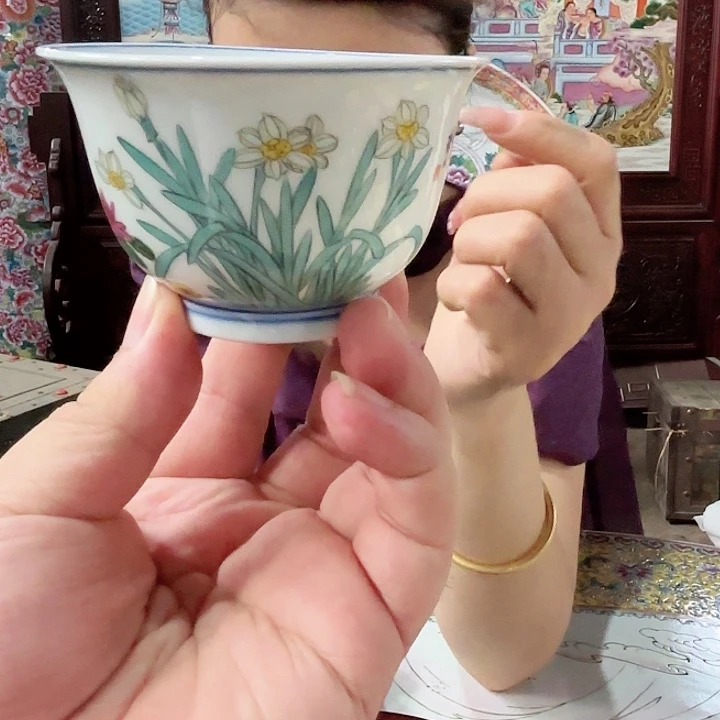 摆件景德镇高温陶瓷压手杯