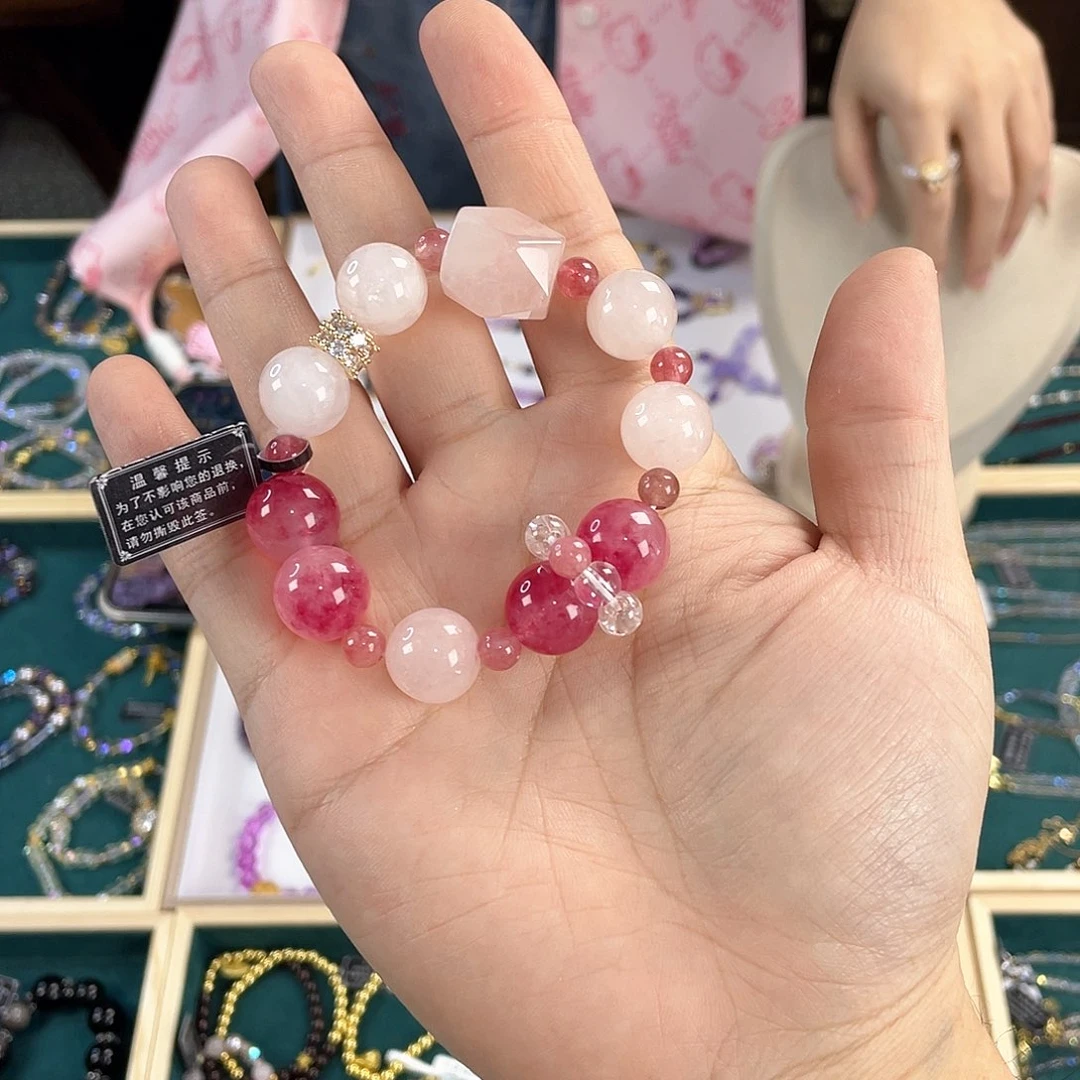 水晶手链银S925镀金镶嵌