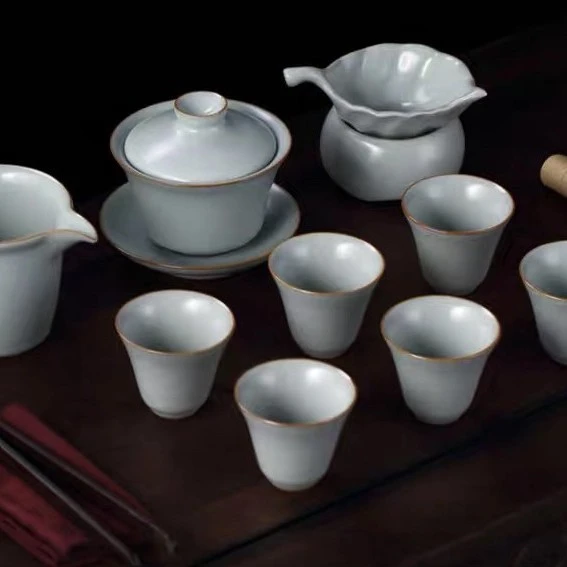 【泓璟】台湾丰子天青禅定十入盖碗套组