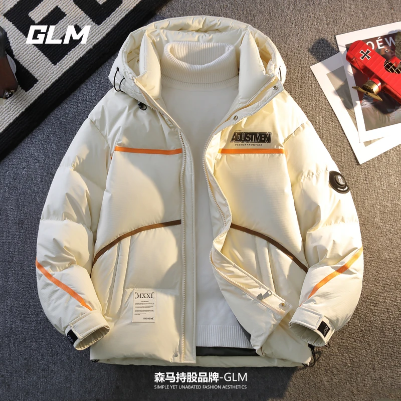 GLM连帽羽绒服男冬季加厚保暖外套青少年宽松保暖90白鸭绒防寒服