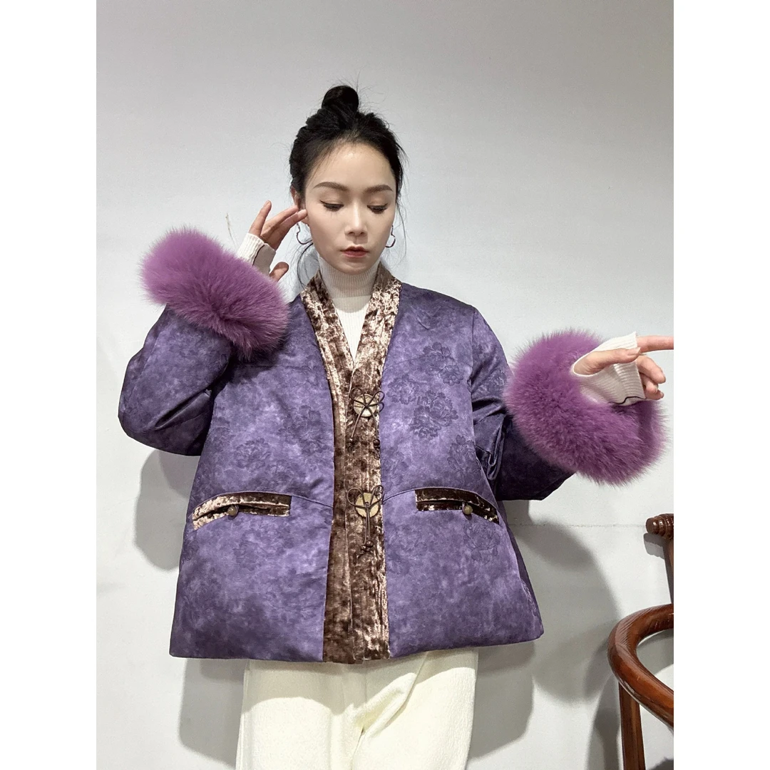 1213-21狐狸毛新中式90白鹅绒服