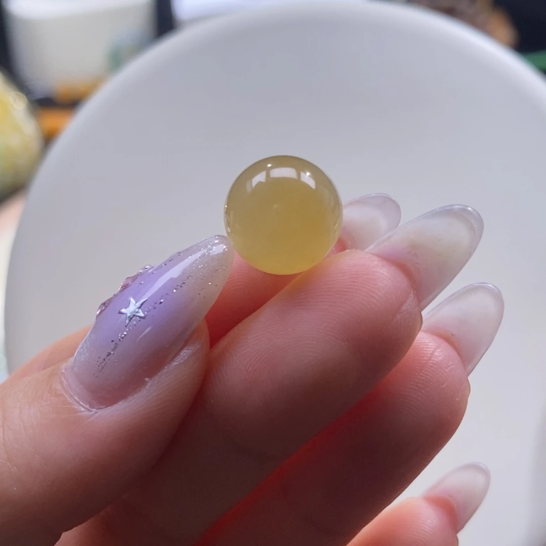 翡翠未镶嵌颈饰翡翠种水橙黄珠卡12.5mm