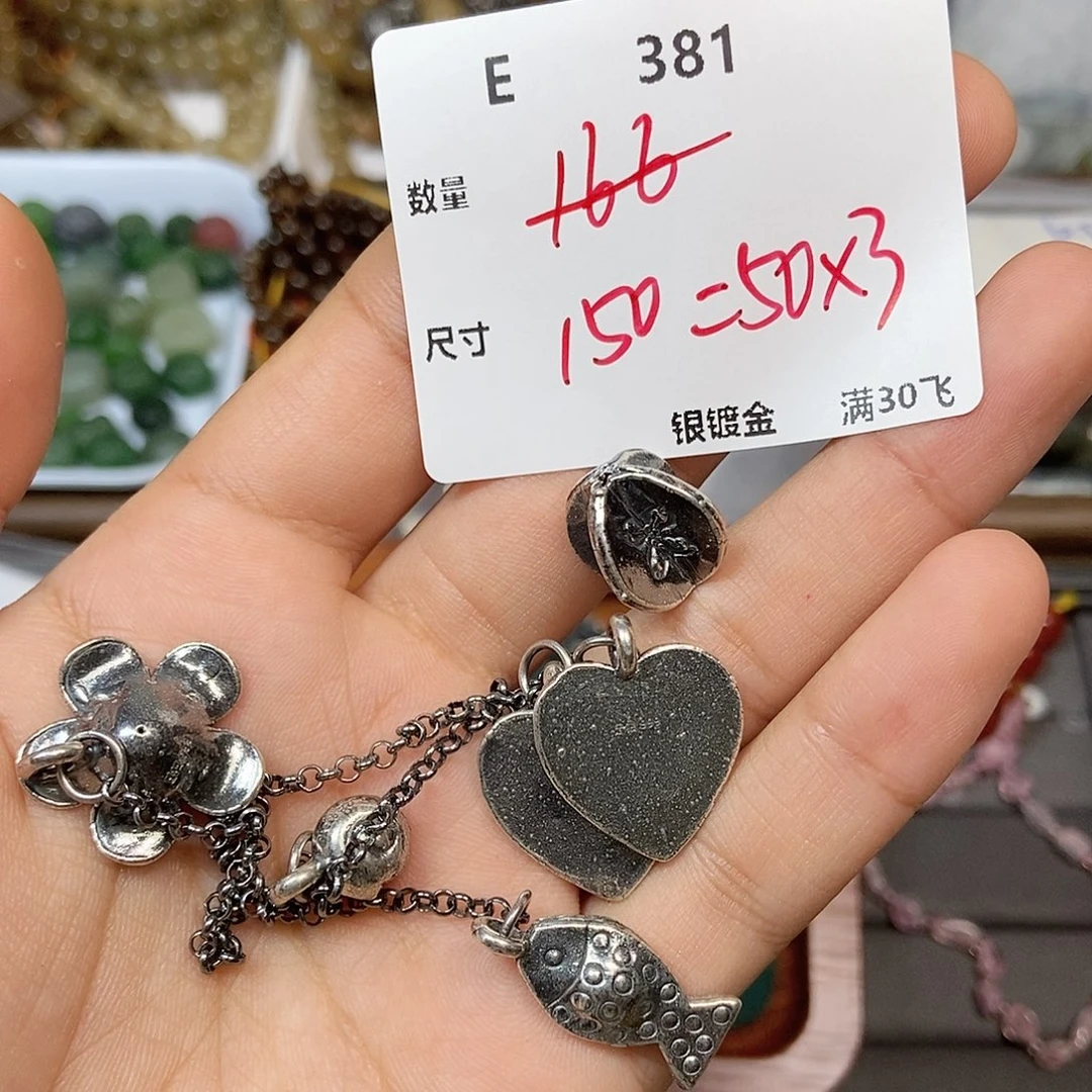 瓦***噶颈饰银S925镶嵌水晶E381