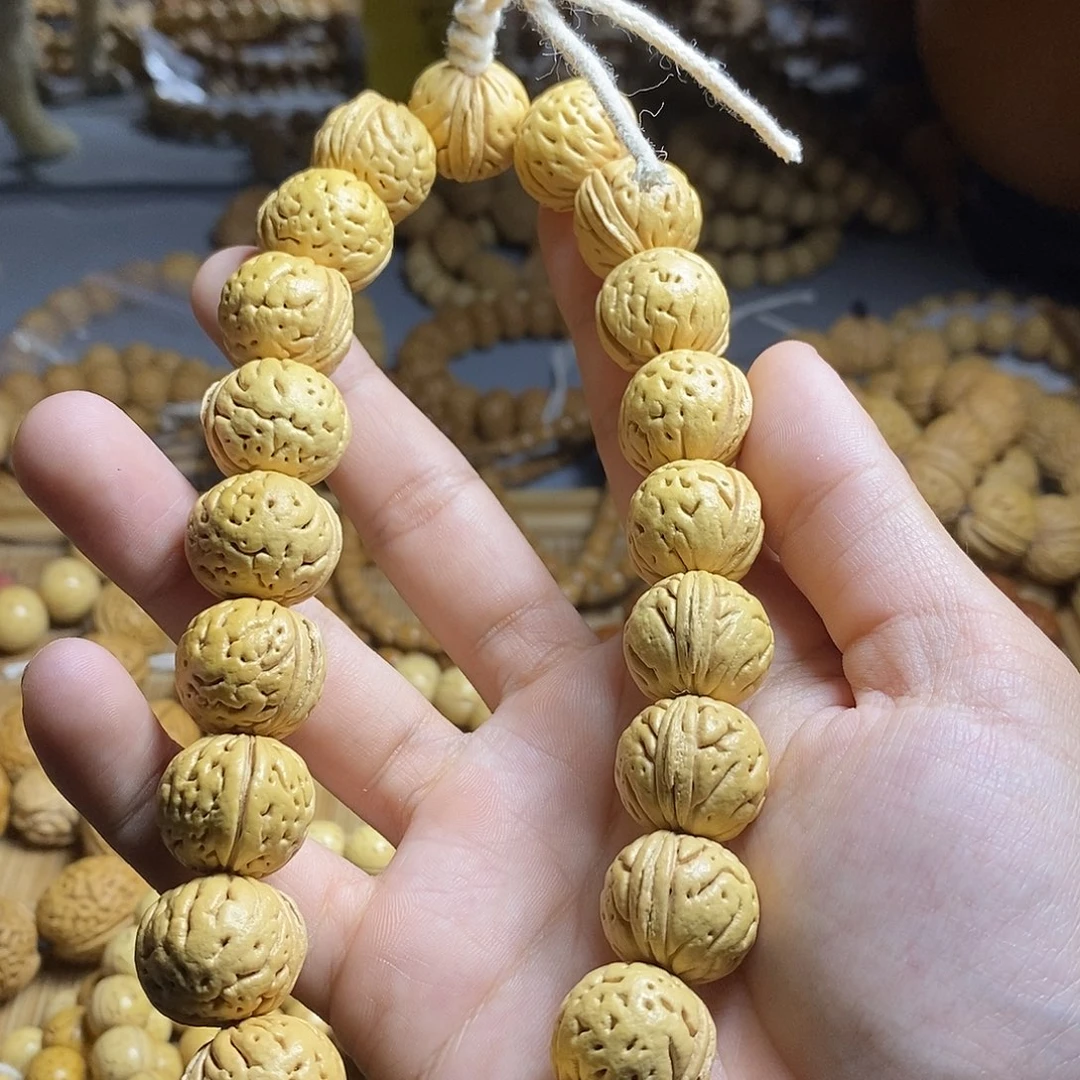 核桃手串/手链盘锦奶白桃核原皮原色