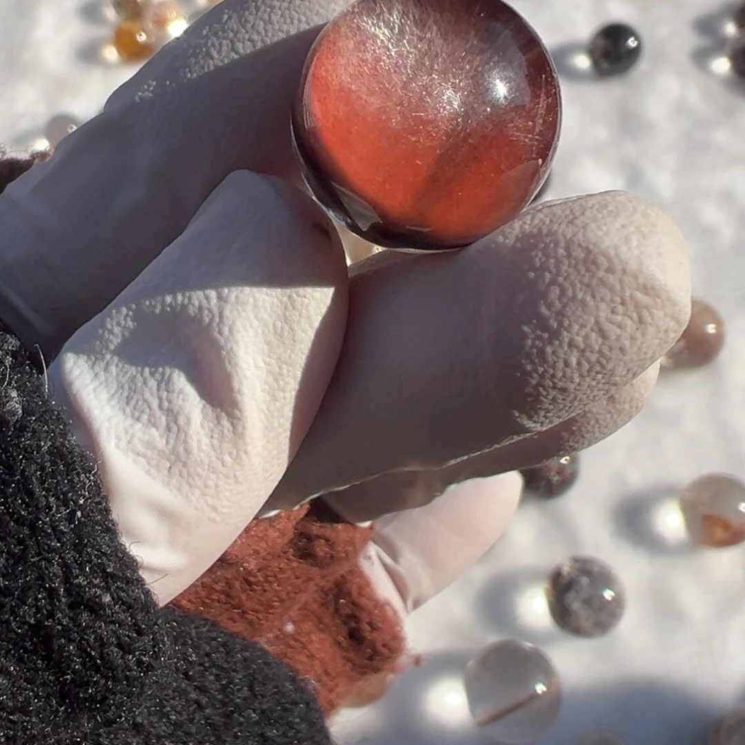 水晶水晶兔毛单珠16mm打孔不退换未镶嵌桔****