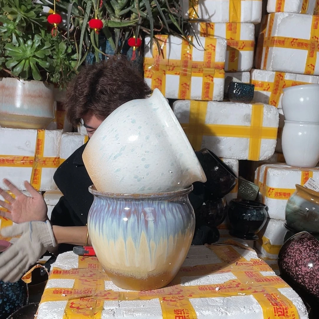 无铅玻璃宜兴紫砂花盆