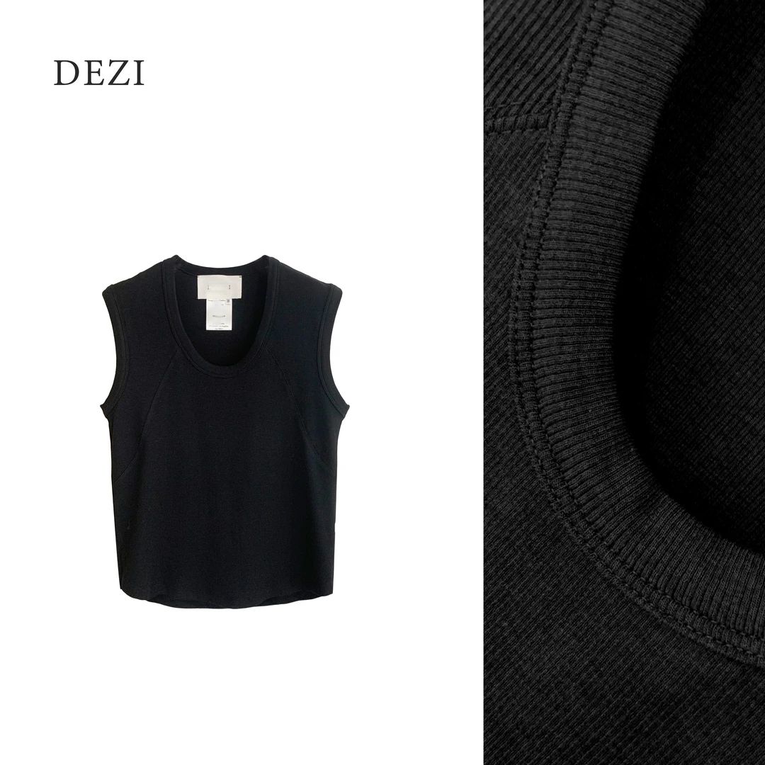 DEZI宝藏衣橱纯色U型领舒适女吊带背心LS24615066