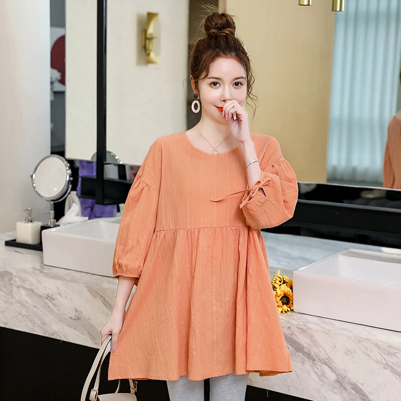 孕妇装春秋款上衣上班遮肚子女2025新款爆款洋气大码衬衫连衣裙