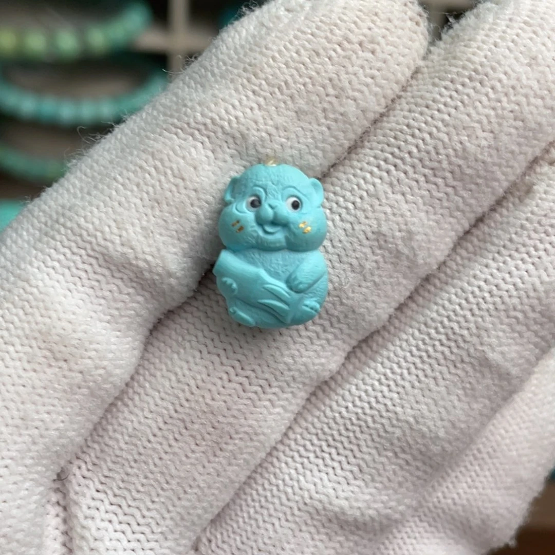 绿松石未镶嵌高瓷蓝熊猫宝宝14