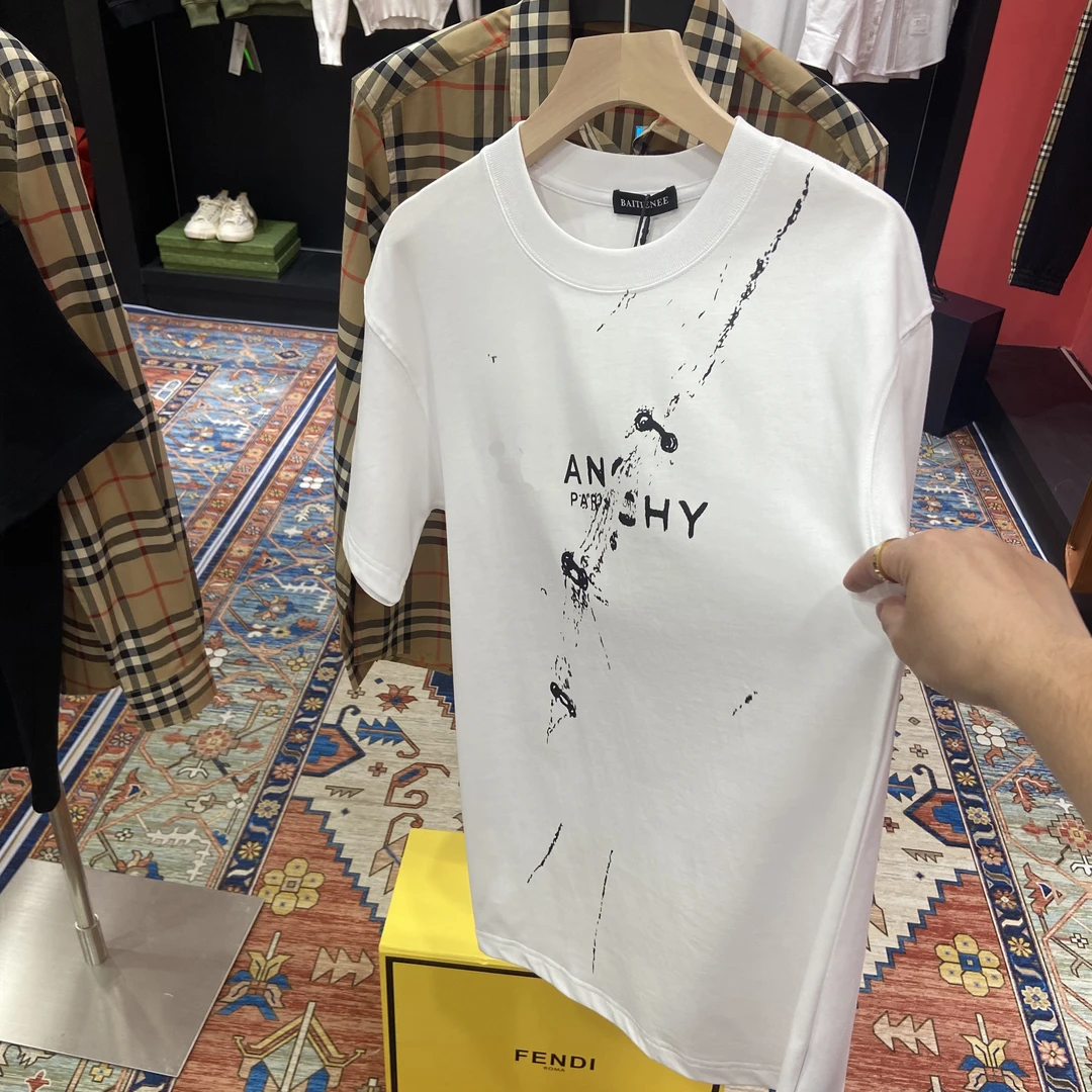 【泼墨印花T恤短袖】2025新款重磅纯棉T恤圆领半袖时尚