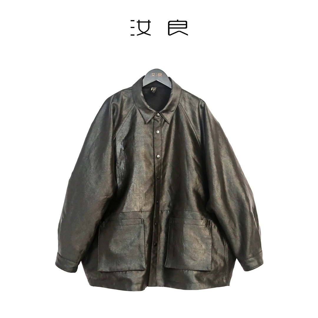 老油布工装加厚中长款短外套