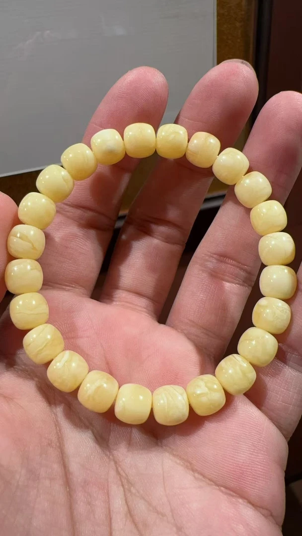 俄料高桩浓蜡老型蜜蜡手串