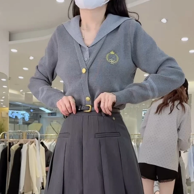 2025春季新款减龄学院风假两件针织衫LK2501477