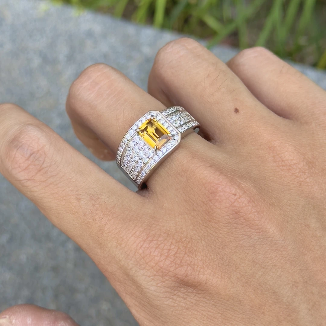 天然黄水晶[银河款]925银戒珠宝首饰时尚奢华轻奢珠宝中秋礼物
