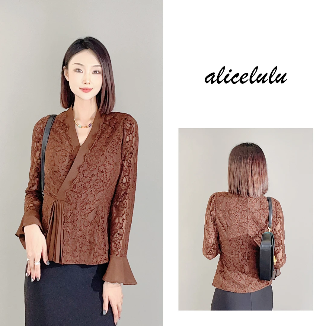 6[alicelulu]“小蛮腰”衬衫华美蕾丝藏肉显瘦S2140386E