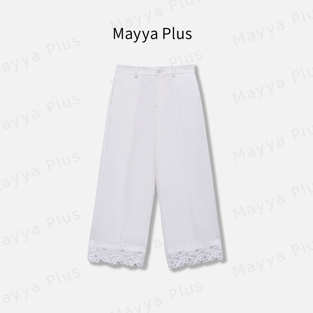 【步步生花】Mayya Plus麦芽定制轻奢气质显瘦欧若风梭织裤32527173