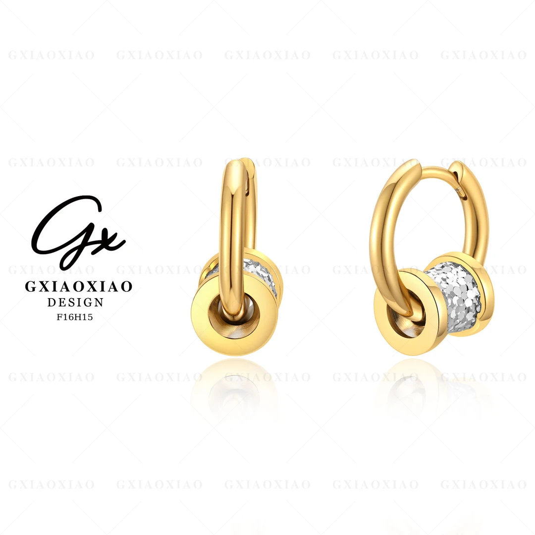 G XIAOXIAO 镀K金【小蛮腰碎碎冰】时尚设计感金色耳环 F16H15